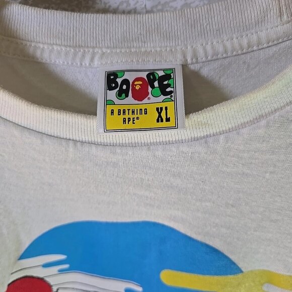 A Bathing Ape Japan Culture Lucky Cat Graphic Print WhiteT-shirt Men's Size XL - Picture 4 of 11